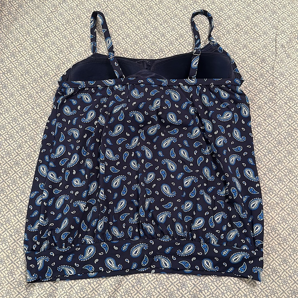 Lands' End Blue Paisley Tankini Swimsuit Top - Picture 5 of 13